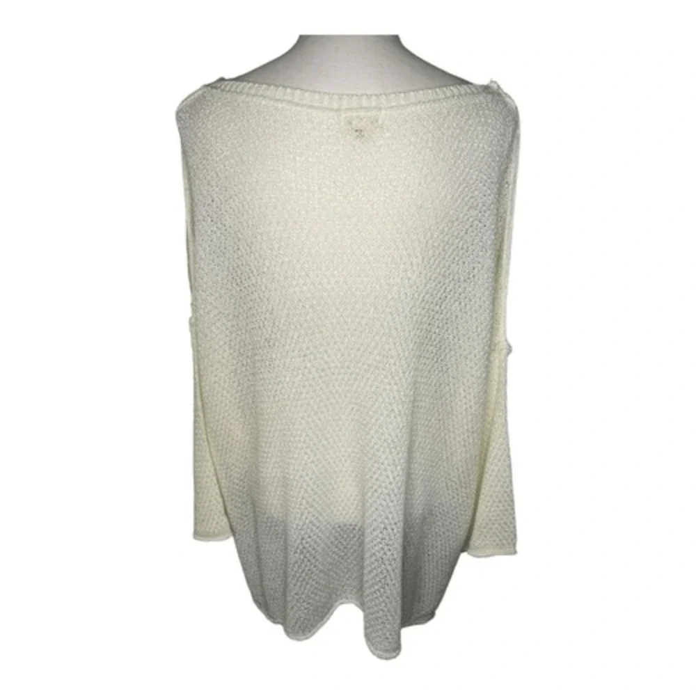 POL Cream Knit Brunch Lips‎ Graphic Pullover Sweater Medium Oversized